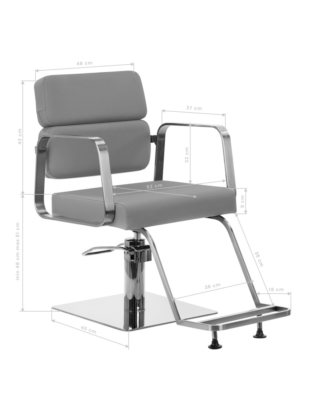  Chaise de coiffure Gabbiano porto grise 