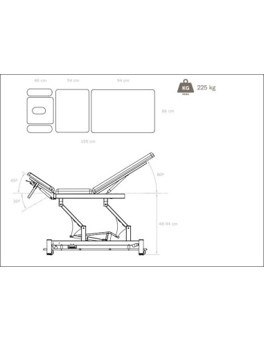 EL032Black Fysiotherapietafel Black Point elektrische behandeltafel