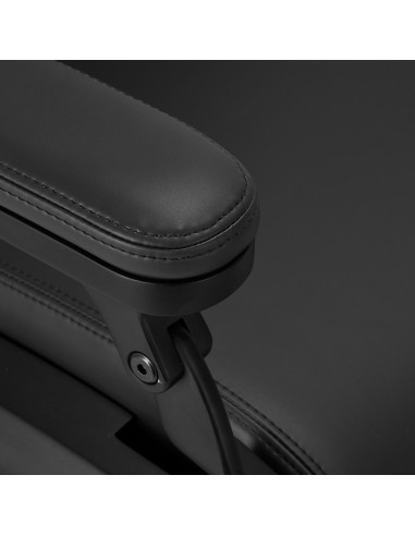 Schwarzer elektrischer Friseurstuhl mit hochpräzisen motorisierten Einstellungen