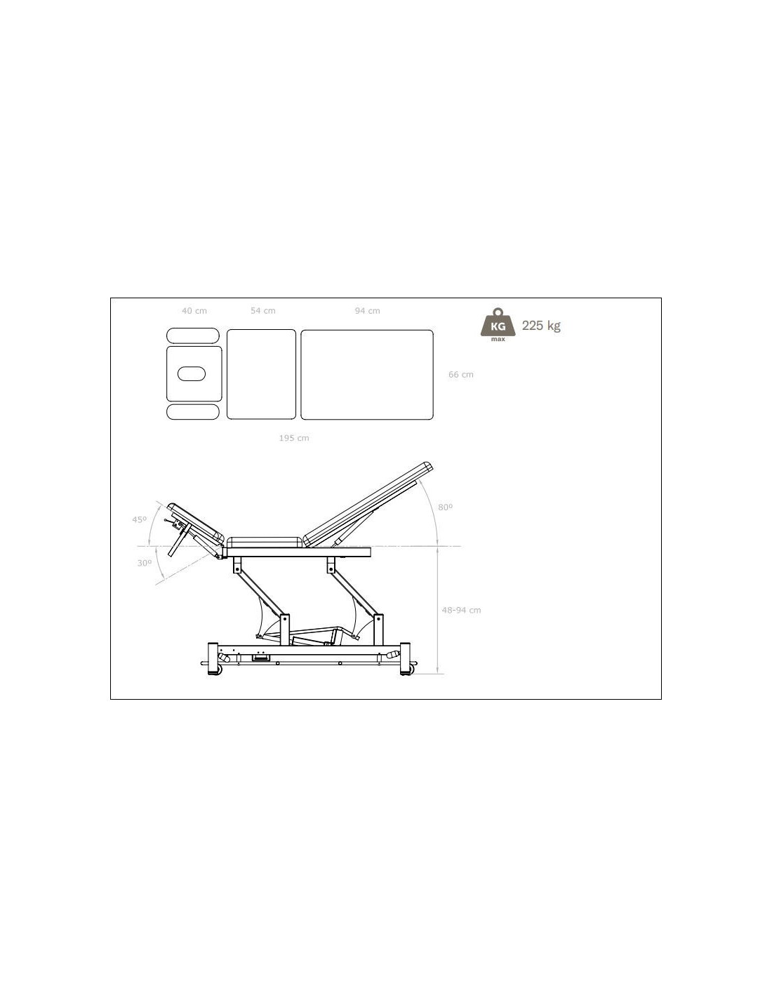 Physiotherapy table EL032Blue Electric treatment table Blue Point