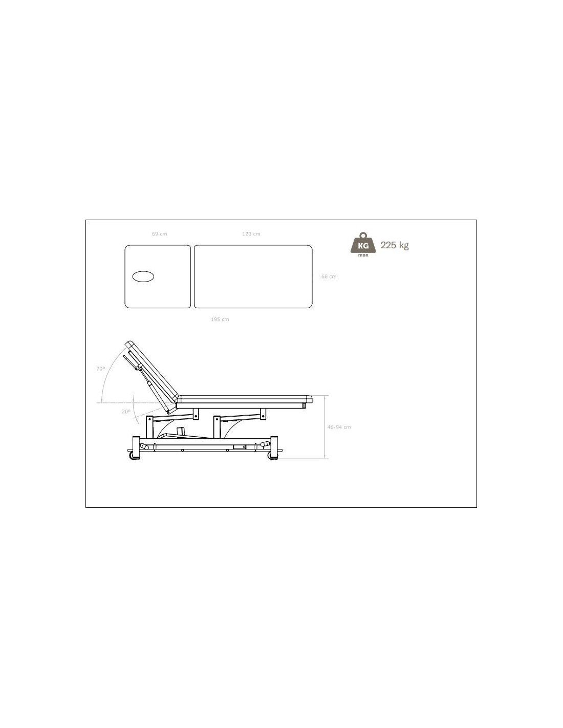 Physiotherapy table EL02Blue Watsu electric treatment table Blue