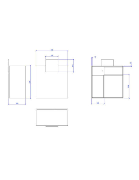 Caisse d'accueil réception blanc effet chêne