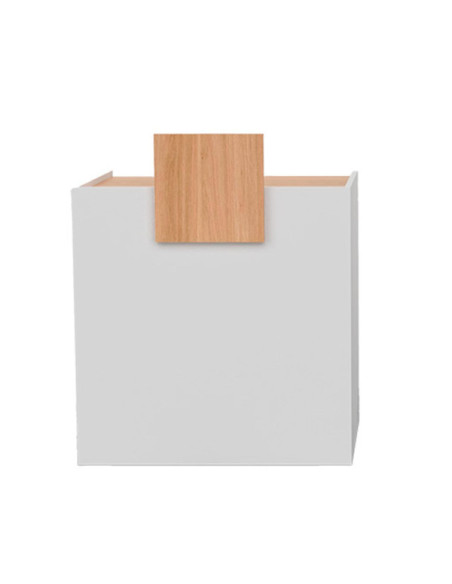 Caisse d'accueil réception blanc effet chêne