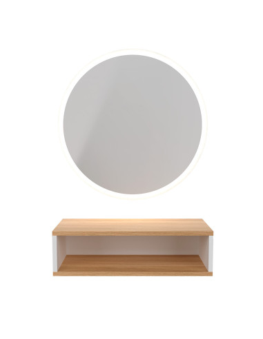 MIROIR ROND AVEC LED NASK bois