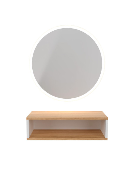 MIROIR ROND AVEC LED NASK bois