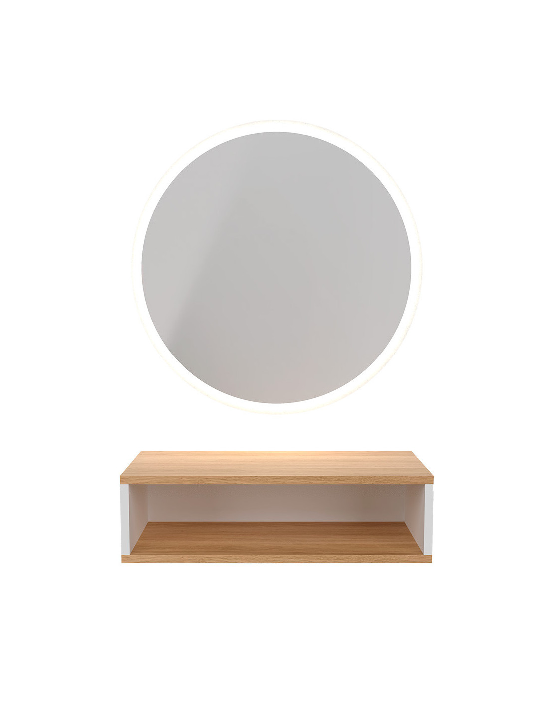 MIROIR ROND AVEC LED NASK bois