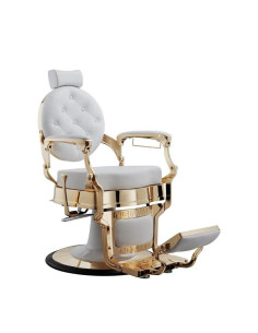 Poltrona da barbiere Florence White & Gold pura lucentezza e comfort professionale