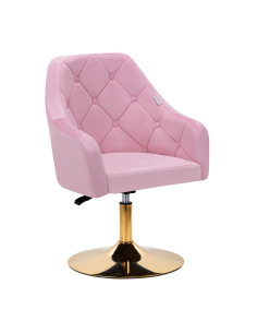 Fauteuil de maquillage en velours rose avec finitions dorées