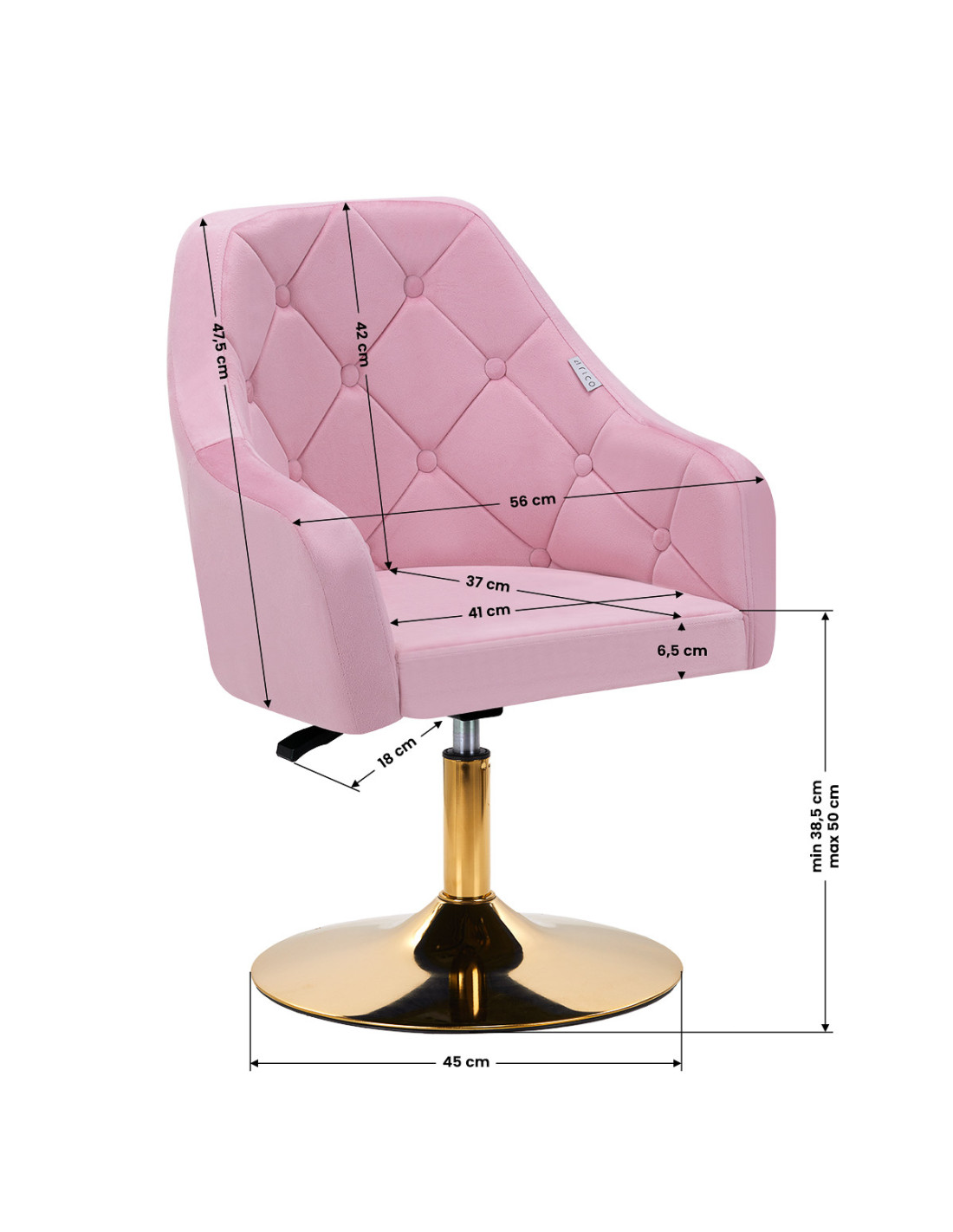 4Rico fotel obrotowy QS-BL14G aksamit różowe 