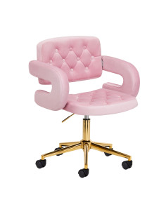 Silla de terciopelo rosa con detalles dorados