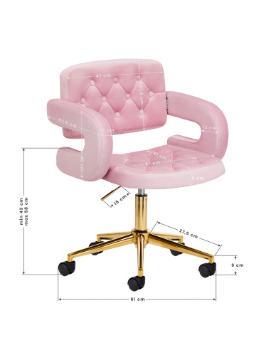 4Rico Krzesło obrotowe QS-OF213G aksamitne różowe 