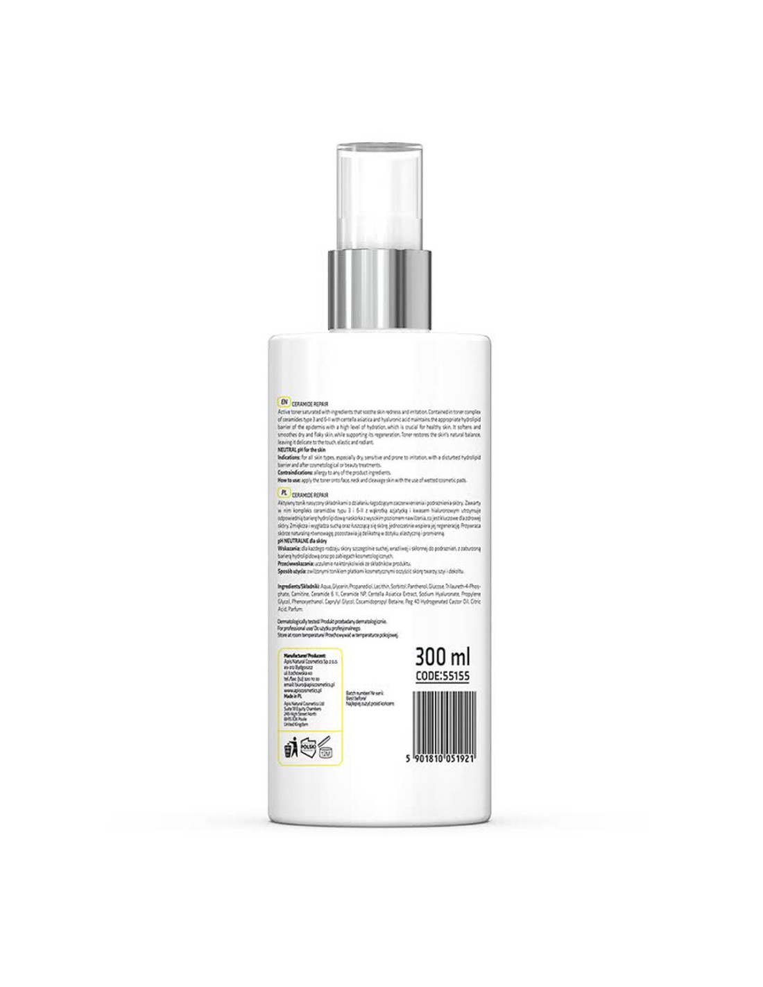 Apis CERAMIDE REPAIR Kojaco-nawilżający tonik z ceramidami i wąkrotką azjatycką 300 ml  