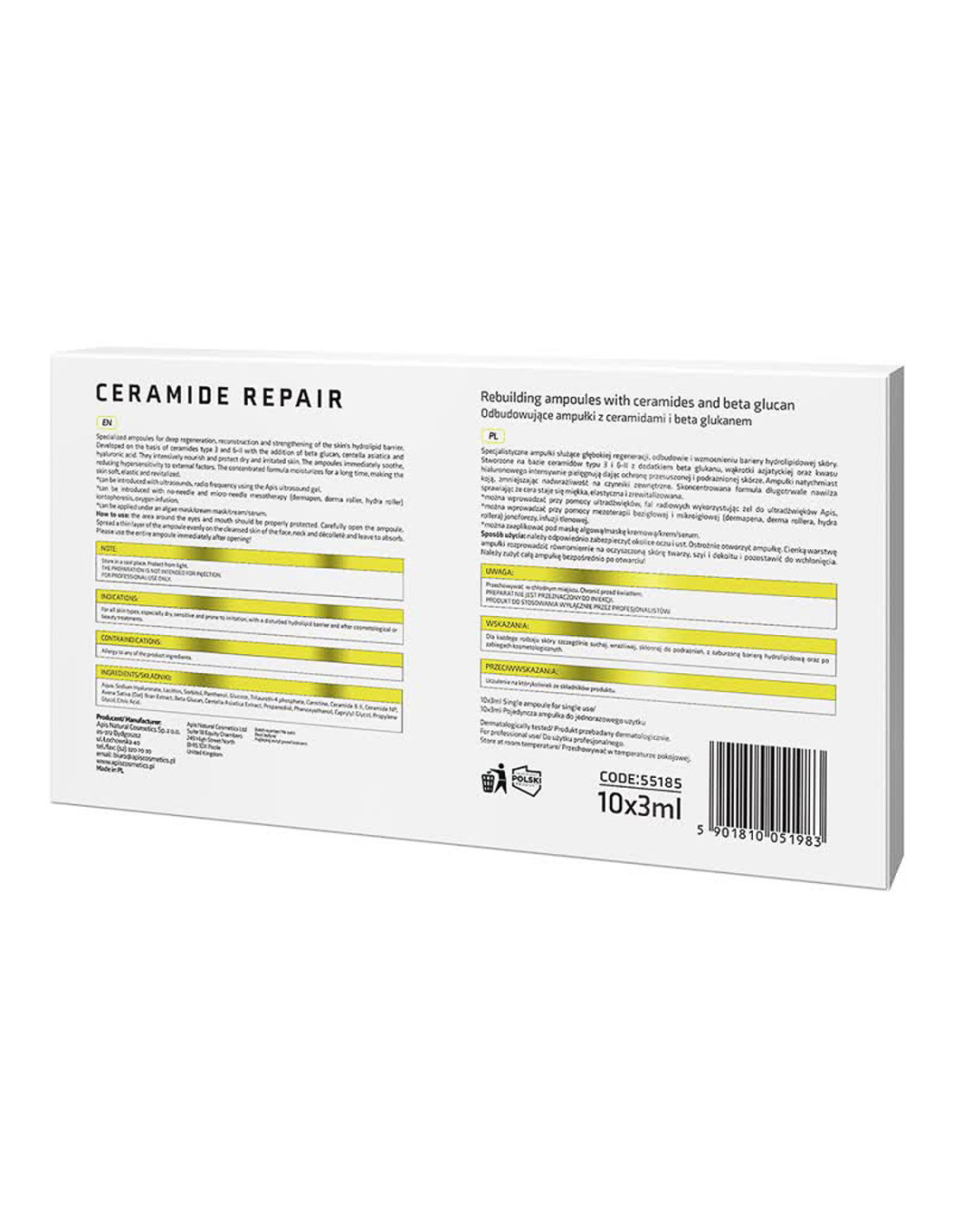 Apis CERAMIDE REPAIR Ampulle für Ceramid und Beta-Glukane, 10 x 3 ml  