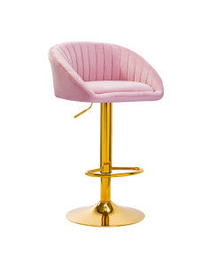 Pink velvet bar stool with gold trim