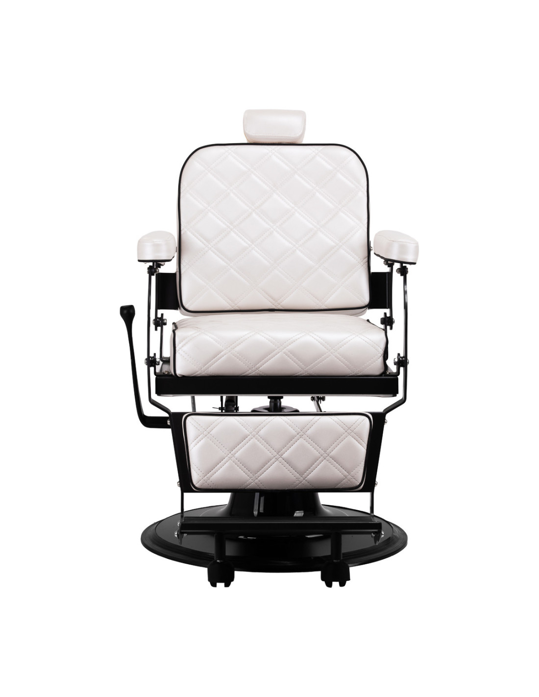 Poltrona da barbiere Eleganzo Pearl White: design puro e comfort professionale