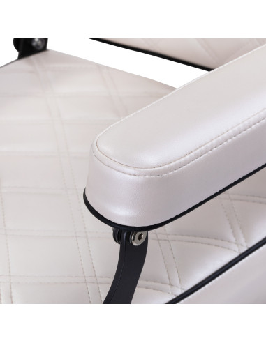 Eleganzo Pearl White Friseurstuhl – Pures Design & professioneller Komfort