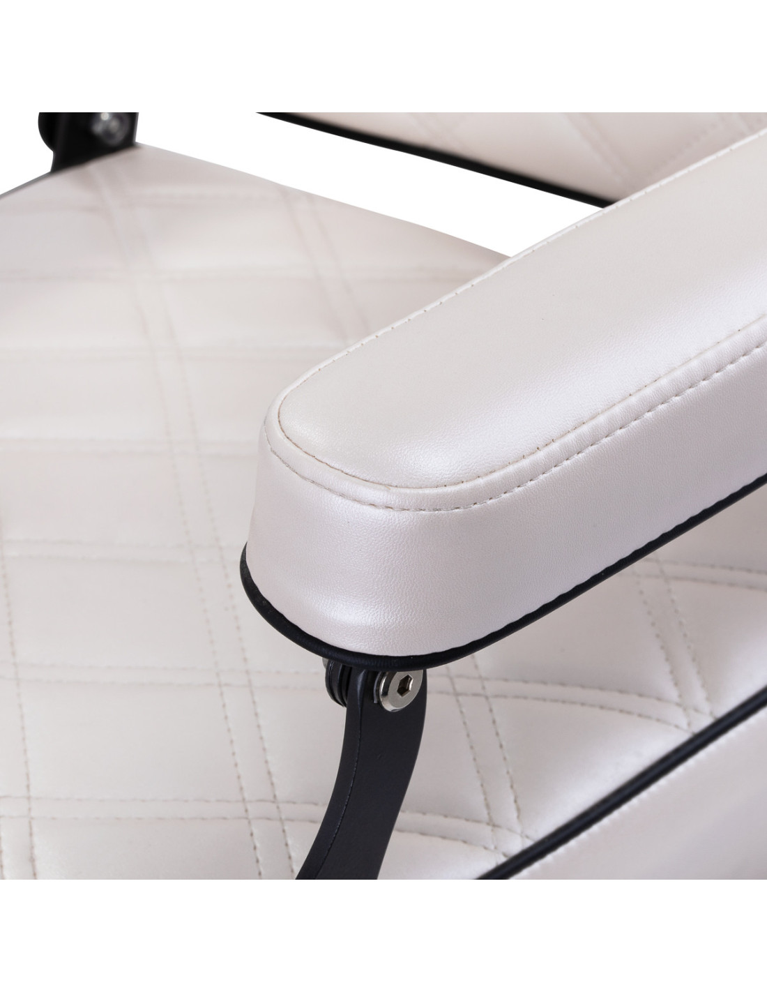 Silla de barbero Eleganzo en blanco perla: diseño puro y comodidad profesional