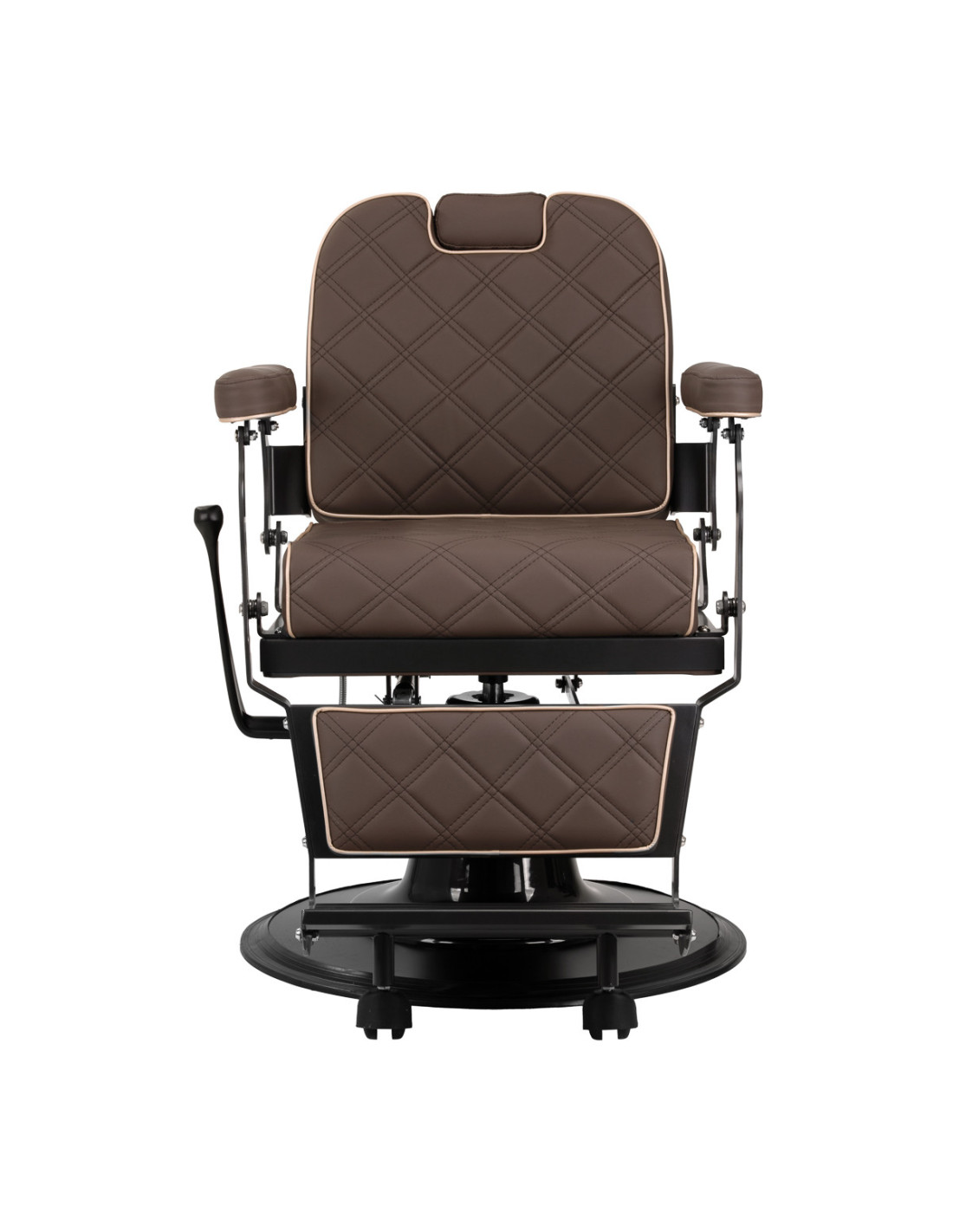 Silla de barbero Eleganzo marrón y negra: estilo auténtico y estructura sólida