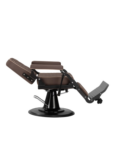 Cadeira de barbeiro Eleganzo marrom e preta – estilo autêntico e estrutura sólida