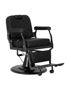Silla de barbero Eleganzo negra: reposacabezas integrado y diseño compacto
