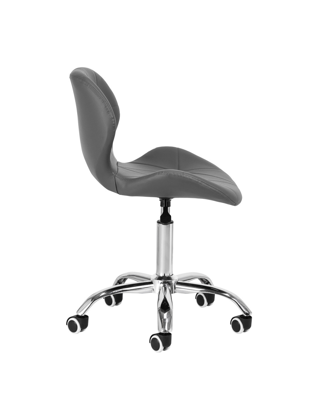 Banqueta cosmética Elegancia cinza com base cromada 