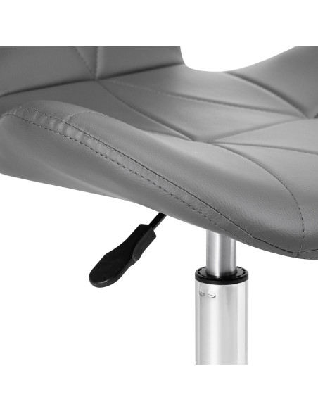 Elegancia grijze cosmetische kruk met chromen onderstel 