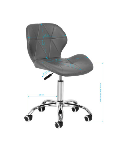 Sgabello cosmetico Elegancia grigio con base cromata 