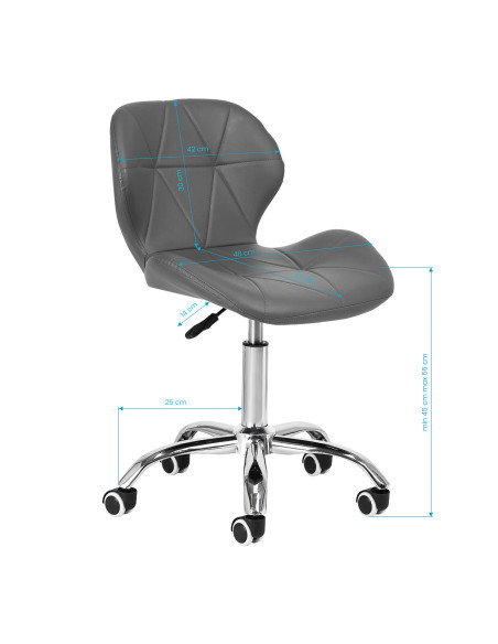 Sgabello cosmetico Elegancia grigio con base cromata 