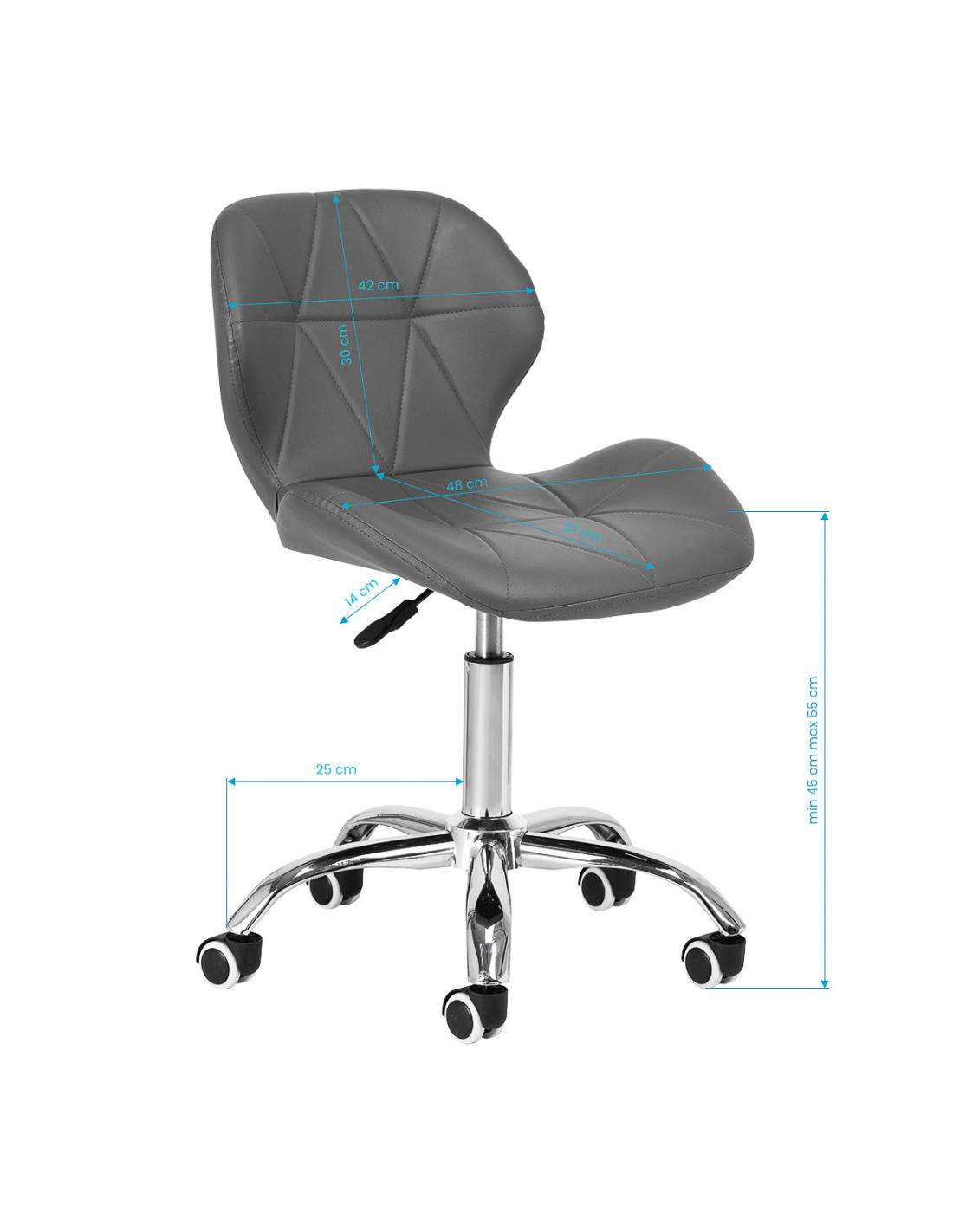 Sgabello cosmetico Elegancia grigio con base cromata 