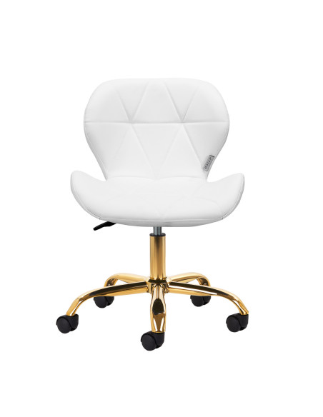 Elegancia white cosmetic stool with gold base