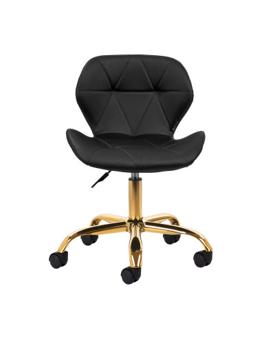 Tabouret cosmétique Elegancia noir avec base dorée 