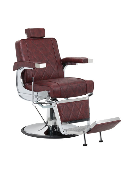 Poltrona barbiere Diamond Steel Bordeaux – Eleganza e potenza cromata 