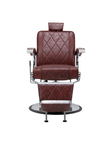 Sillón de barbero Diamond Steel Bordeaux – Cromo elegante y potente 