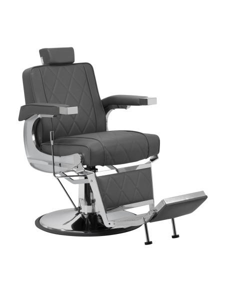 Sillón de barbero de acero gris diamante: diseño moderno y ergonomía profesional 