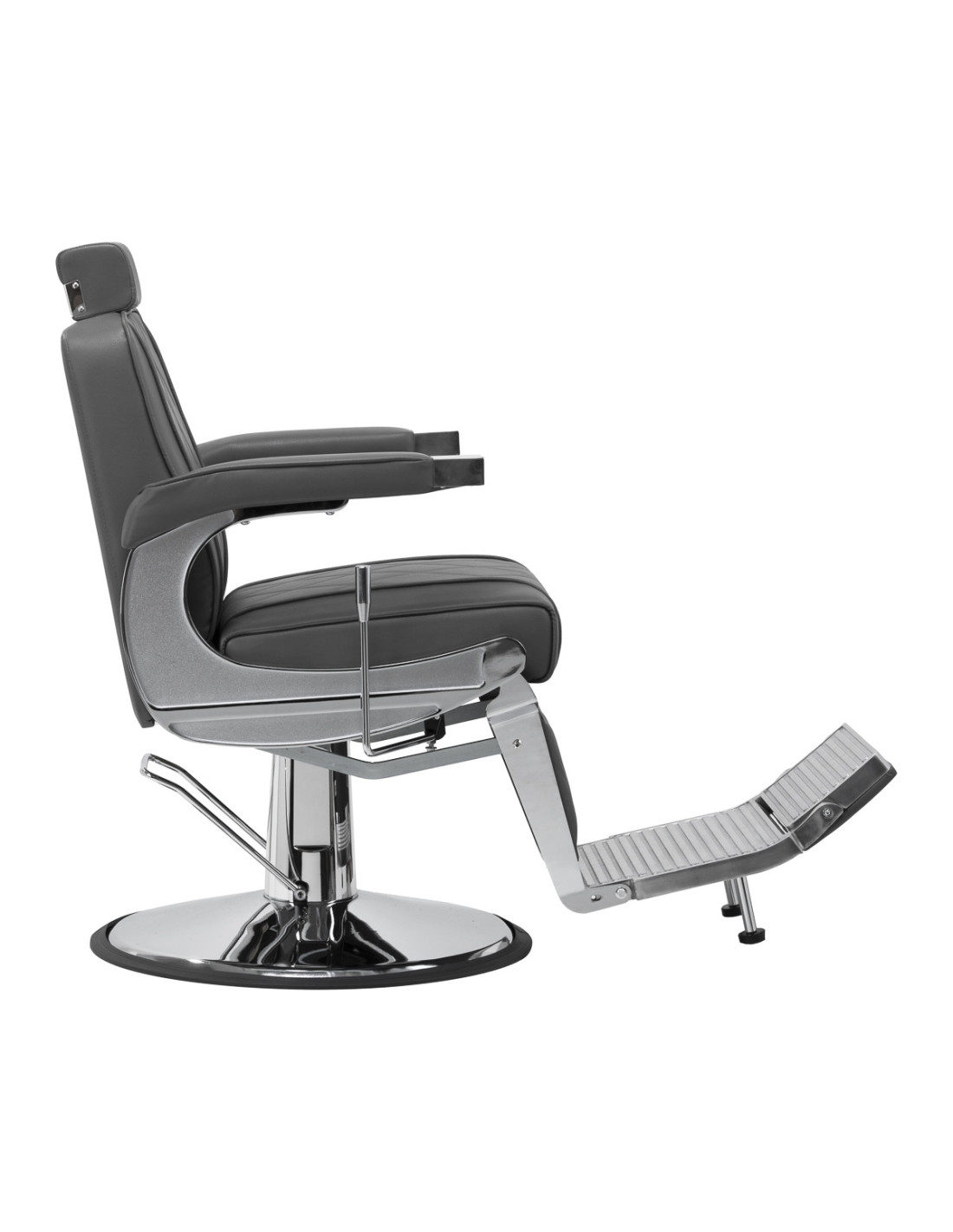 Sillón de barbero de acero gris diamante: diseño moderno y ergonomía profesional 