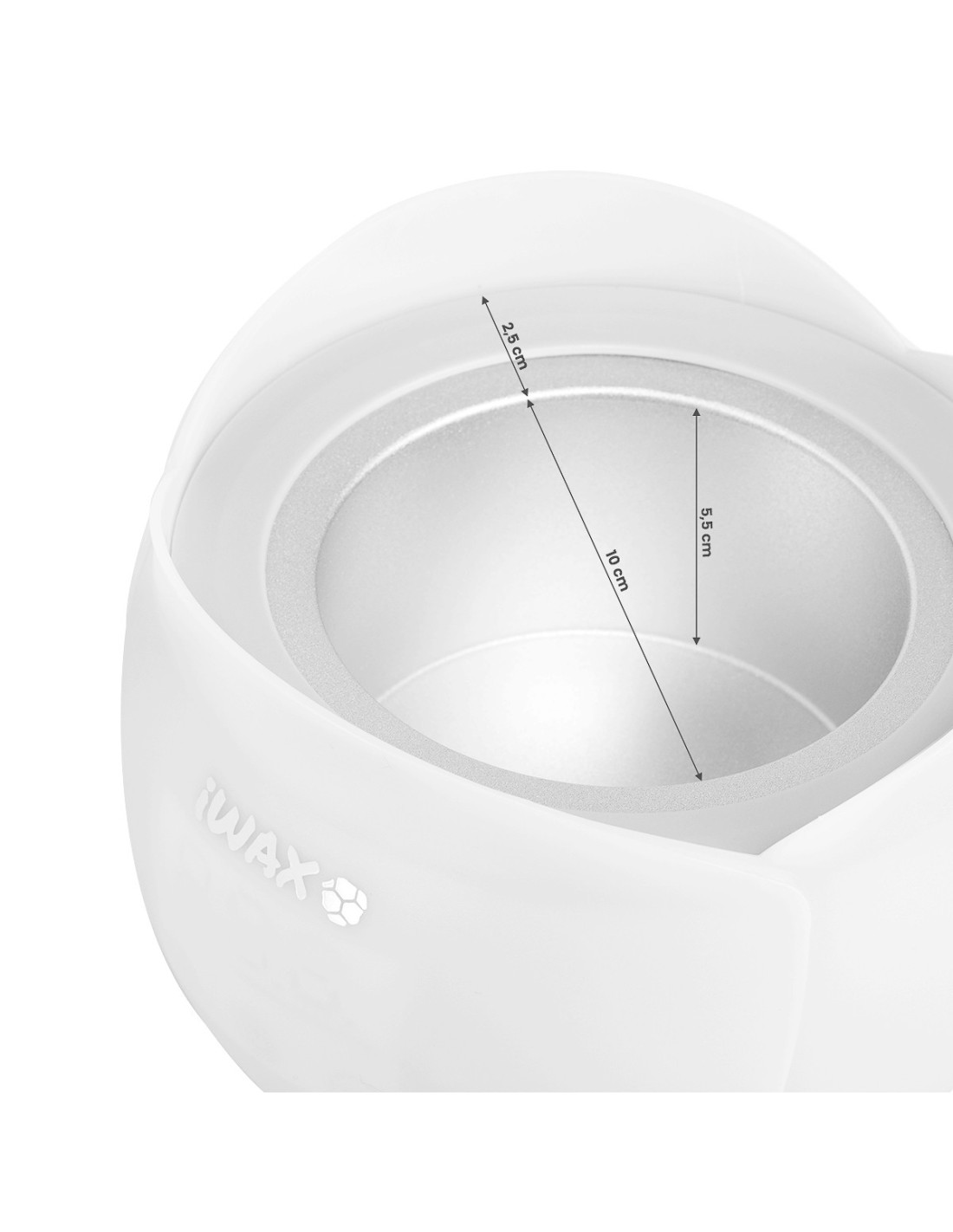 Scaldacera iWax Flower White visualizza le dimensioni interne senza contenitore