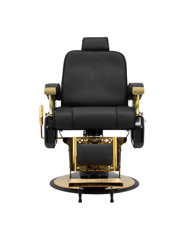 Poltrona da barbiere Majestic Gold vista frontale nera
