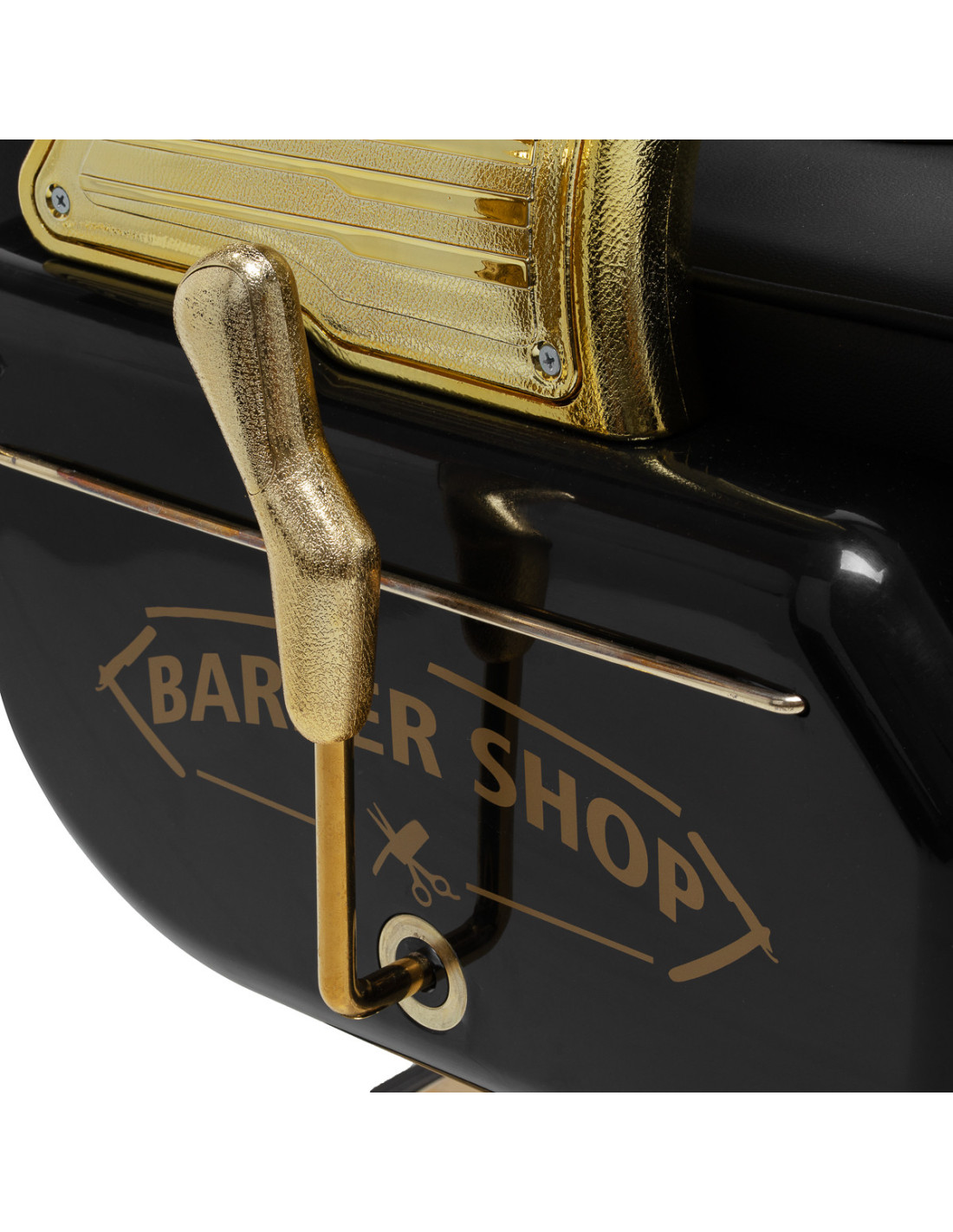 Majestic Gold sillón de barbero negro vista zoom palanca de inclinación