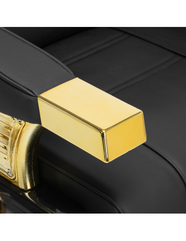 Sillón de barbero Majestic Gold negro con vista ampliada y reposabrazos