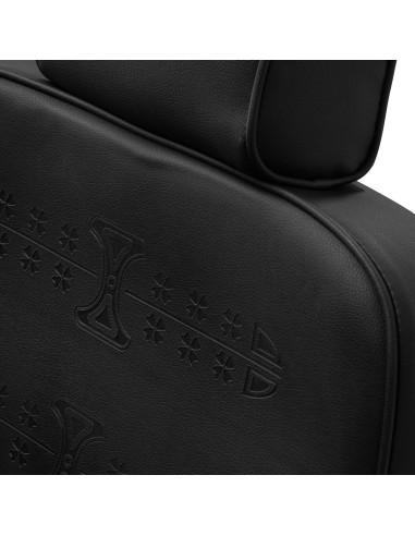 Sillón de barbero Majestic Gold con respaldo zoom negro y motivos grabados