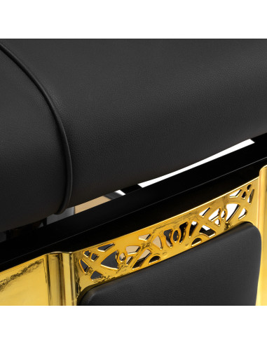 Majestic Gold Friseurstuhl mit schwarzen Zoom-Ansichtsnähten