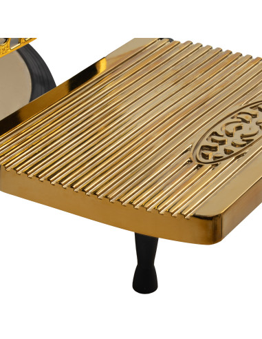 Sillón de barbero Majestic Gold reposapiés zoom negro