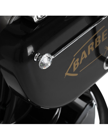 Majestueuze zilvergrijze kappersstoel zoomweergave graveren