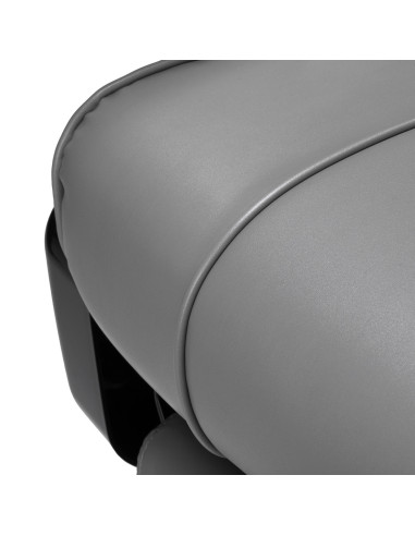 Majestuoso sillón de peluquero gris plata vista ampliada símil piel