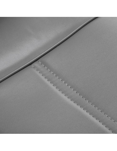 Majestuoso sillón de peluquero gris plateado con vista ampliada de costuras