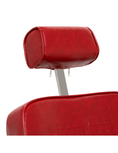 Majestic Gold sillón de barbero rojo con vista ampliada y reposacabezas abierto