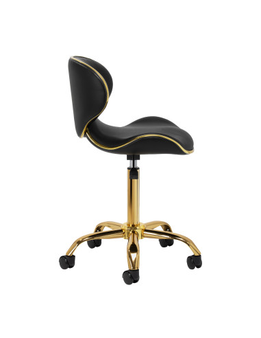 Vista lateral del taburete Elégance Pro Lux negro dorado