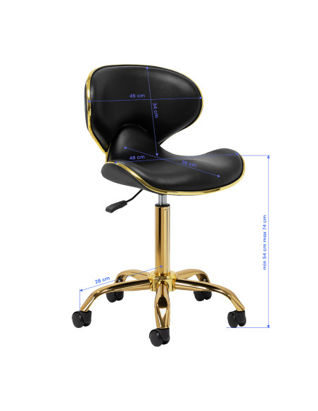 Elegance Pro Lux stool black and gold view dimensions