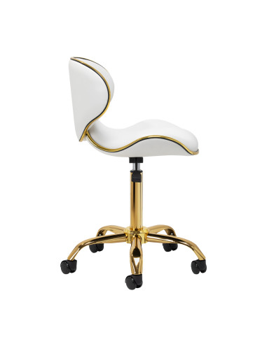 Sgabello Elégance Pro Lux bianco oro vista laterale