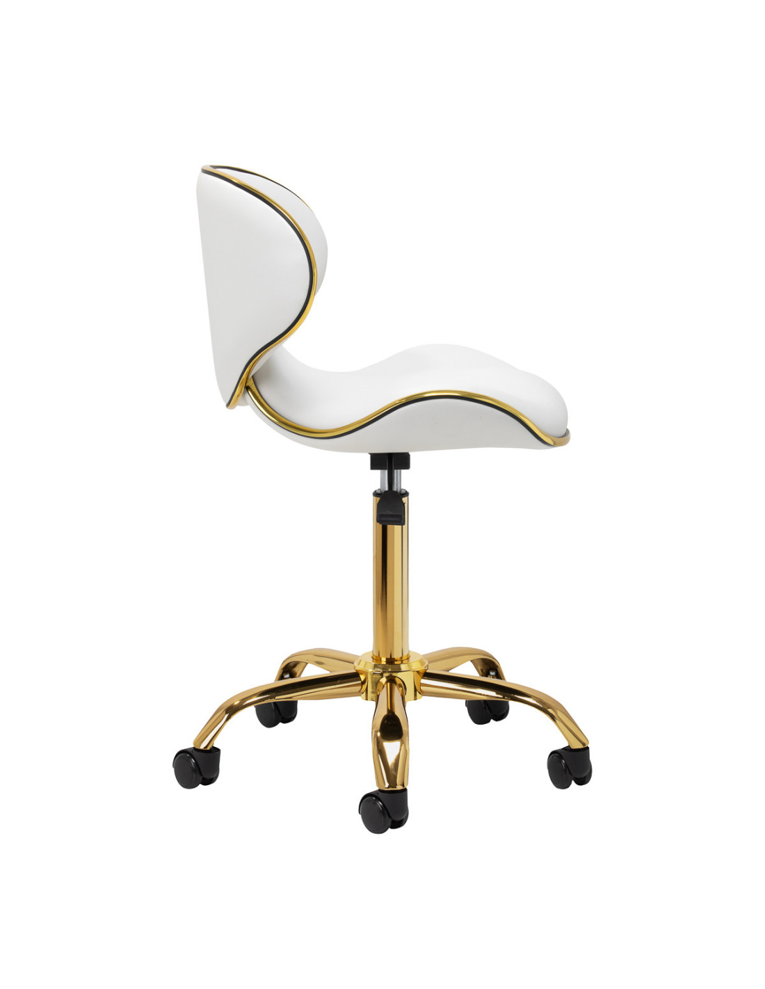 Sgabello Elégance Pro Lux bianco oro vista laterale
